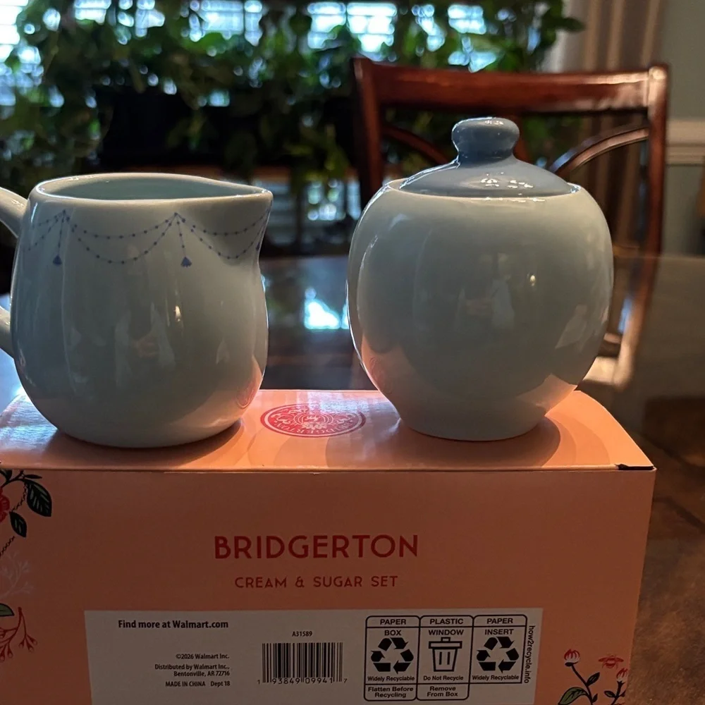 Bridgerton Cream & Sugar Set - Blue and White